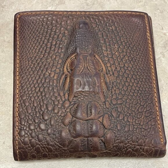 Ultra Slim Genuine Leather Bifold Crocodiile Wallets for Men Alligator Embossed - Picture 2 of 11